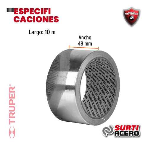 Cinta De Aluminio De 48 Mm X 10 M, Trupe