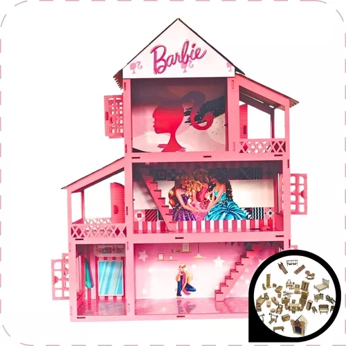 Casa Casinha P/ Boneca Tema Barbie 44 Móveis + Nome Brinde em Promoção na  Americanas