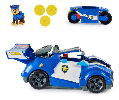 Paw Patrol, Chase - Coche De Juguete 2 En 1 Con Motocicleta.