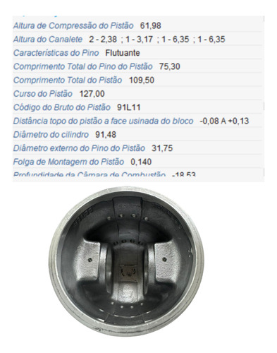 Pistão + Anéis Motor Perkins 4203 Injeção Direta Pa887 Std