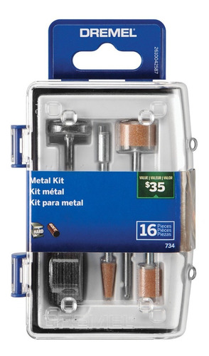 Kit Para Mini Retífica C/ 16 Peças 734 P/ Metal Dremel