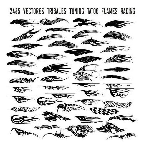 Kit 2465 Vectores Tuning Tribales Tatoo Estampar Y Ploteado