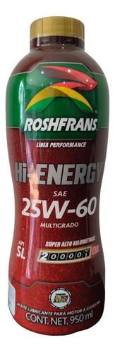 Aceite Roshfrans Para Motor A Gasolina 25w60 Mineral 