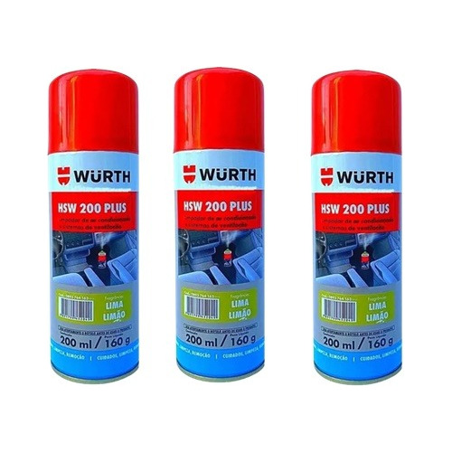 Kit (3) Higienizador Hsw200 Limpa Ar Condicionado Wurth