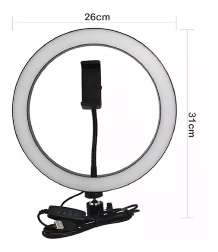 Ring Light Completo Iluminador Portátil 26cm + Tripé 2m Top
