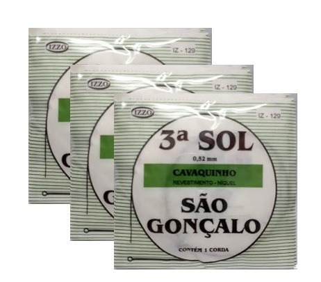 Kit 3 Cordas Sol Avulsa Encapada Cavaco São Gonçalo