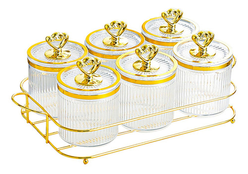 Tarro De Almacenamiento De 6 Cuencos Transparentes