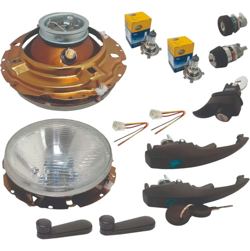 Kit Chapas Manijas C/llave Faros Y Foco Vw Sedan 70-73 1.5