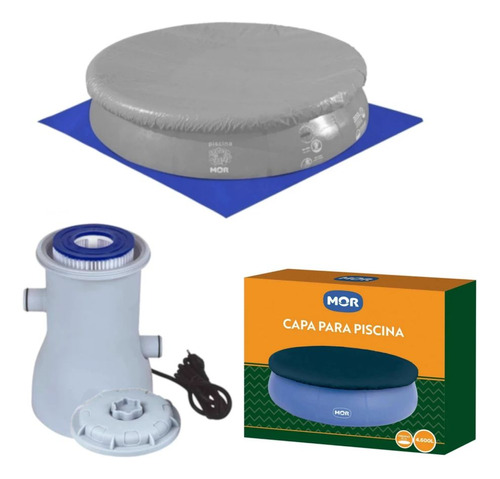 Kit Capa + Forro Para Piscina Inflável 4600 L + Filtro 110v