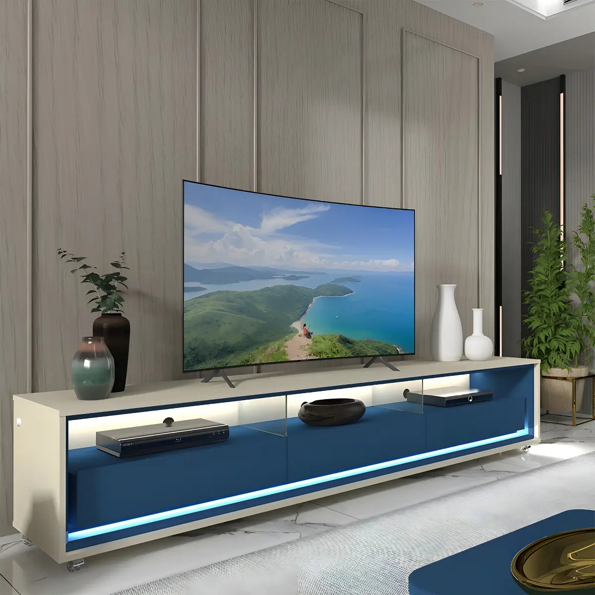 Rack Para Tv Até 85 Polegadas Com Led Com ​Rodízios Ac