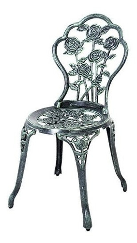 Casart 3 Piece Bistro Set Cast Rose Design Antique Outdoor