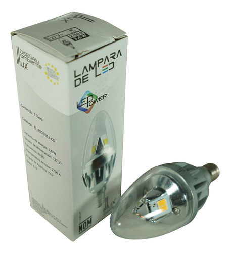 Foco Tipo Vela Led P45 E12 3.6 W 127 V~ Luz Cálida (2 700 K) Illux FL-10CBE12.427