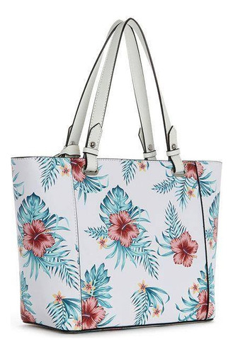 Bolsa Guess Mujer Nueva Original Ee706122 Blanco Lisa Plata Blanco