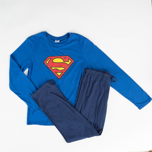 Pijama Hombre Superman Logo Sobrio Azul Talla S