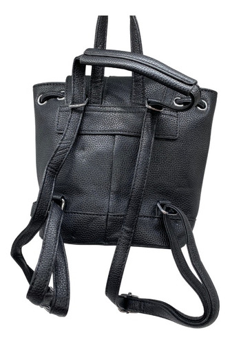 Bolsa Estilo Mochila Mini Negro Vini Piel Plateado Negro