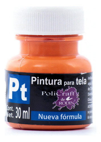 Pintura Para Tela Pt Rodin Policraft Acabado Suave 30ml Color Naranja Claro