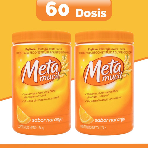 Fibra Natural Psyllium. Metamucil 60 Dosis. Estreñimiento