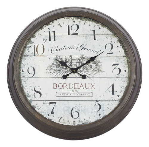 Reloj De Pared De Metal Con Burdeos, 28  X 4  X 28 , Marrón