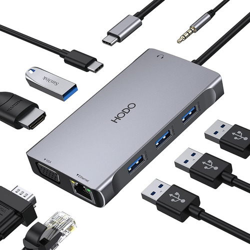 Hub 9 En 1 Usb C Para Apple Usb 3.0 - Hdmi 4k - Vga - Lan Sd