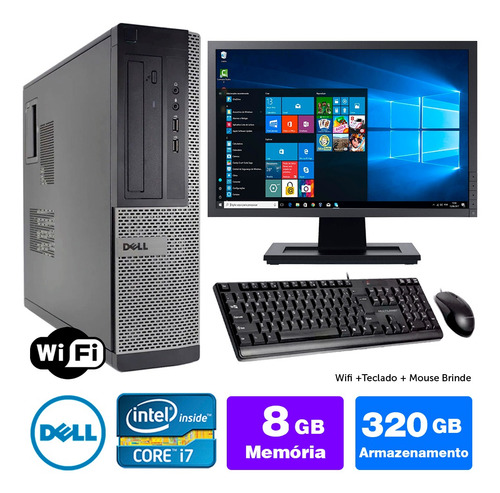 Computador Usado Dell Optiplex Int I7 2g 8gb 320gb Mon19w