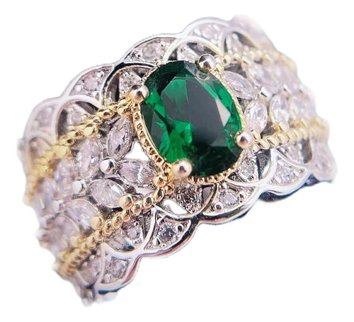 Adjustable Ring Italian Retro Palace Style Imitation Emerald