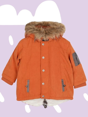 Chaqueta Bebé Niño Con Chiporro Color Naranja Marca Pillin.