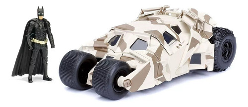 Carrinho Carro Miniatura Batmóvel E Batman Coleção 1:24 Cor Camuflado Dark Knight Tumbler 2008