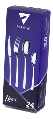 Juego De Cubiertos 24 Piezas Vianca Iker Sin Caja Color Pulido espejo