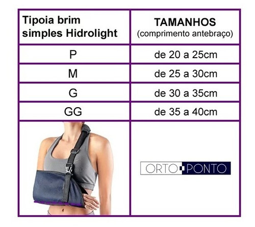 Tipoia Ortopédica Simples Imobilizadora Azul Bilateral Tam M Azul
