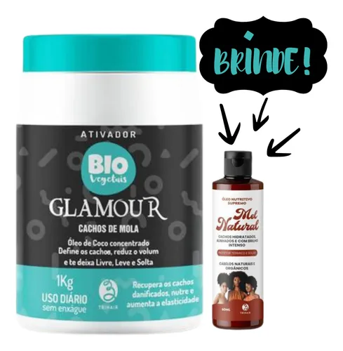 Ativador De Cachos Glamour Bio 1kg +óleo Mel Natural 60ml