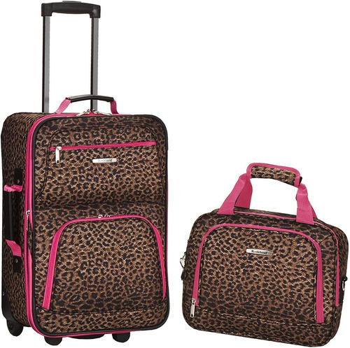 Rockland, Juego De Equipaje De Dos Piezas, Pink Leopard