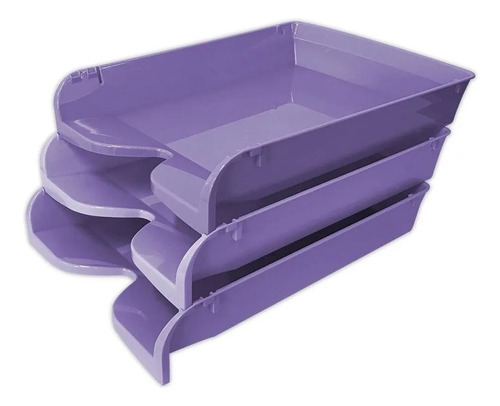 Pack X 3 Bandejas Papeleras Apilables A4 Pizzini Pastel Color Violeta