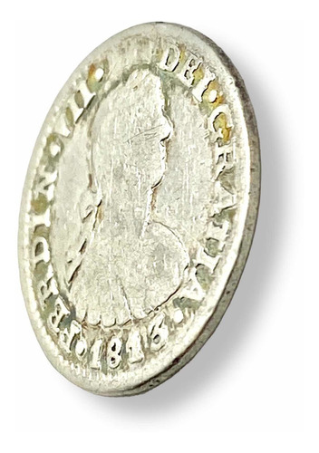 Auténtica Moneda De Plata 1/2 Real Año 1813 Ferdinando Vii (Usado)