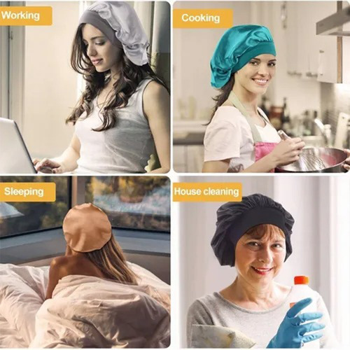 Gorro De Satén De Seda Para Dormir Sombrero Conjunto 2