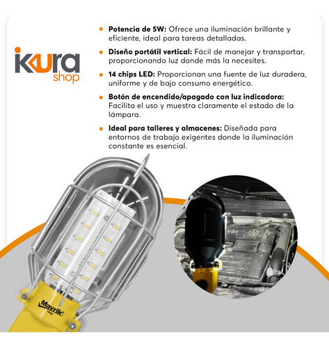 Lampara Led De Taller 5w Extensión 10m Adir 14080