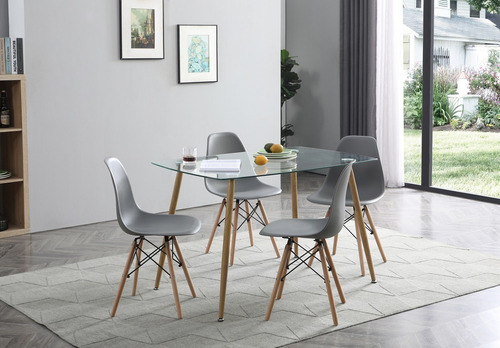 Mesa De Comedor De Cristal Templado Con 4 Sillas Sarpsborg G