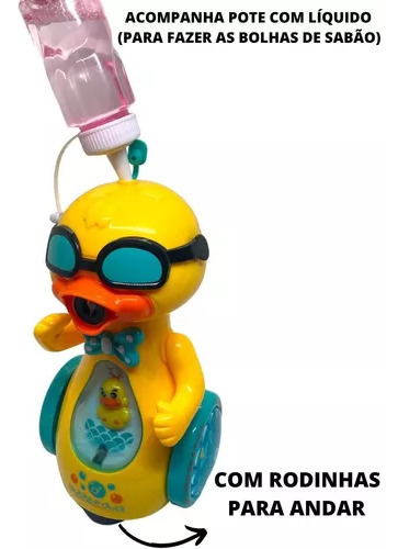Novo Robo Patinho Solta Bolha Sabão Com Som E Luz Para