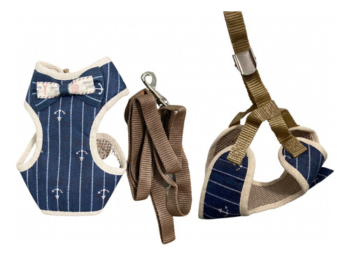 Pechera Con Correa Para Mascota Azul Acero S Anclas