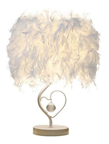 Lámpara De Mesa Diseño De Plumas Blancas.marca Pyle