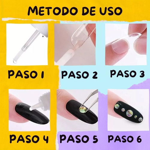 3pzs Pegamento Tips Uñas Postizas Uñas Press On Transparente