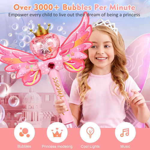 Varitas Burbujas Niñas Varitas Princesa, Iluminan, Favoritos Color
