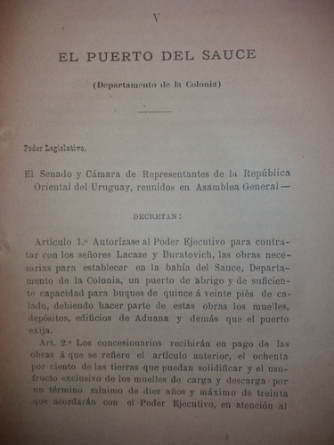 Puerto Del Sauce Colonia Decreto 1888 Lacaze Buratovich