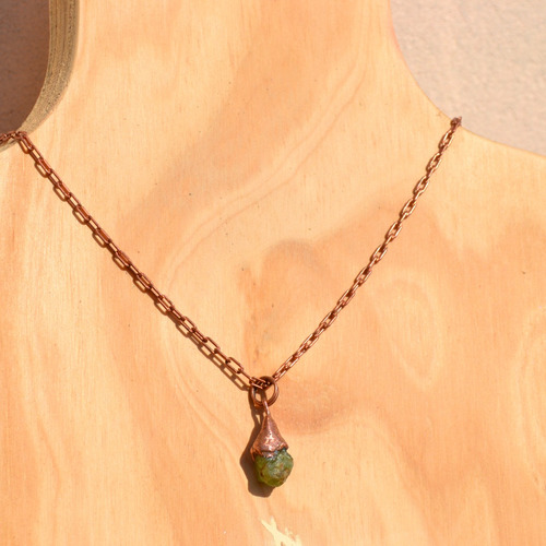 Imagen 2 de 6 de Collar Piedra Preciosa Peridoto Verde Con Cobre, Cod1