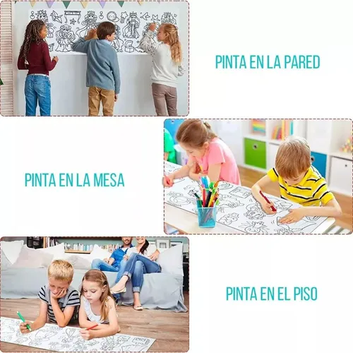 Papel Con Dibujos Para Colorear 3 Metros Niños Niña Color