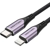 Comprar Cable Lightning Para Iphone Vention - USB C a Lightning - Carga rapida 3A - 2 Metros - Trenzado - Cargador y datos 480 Mbps - Certificado MFI Para Apple Macbook iphone Ipad Auriculares - TACVH