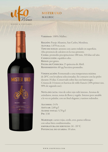Mister Uko Malbec 100% 750ml