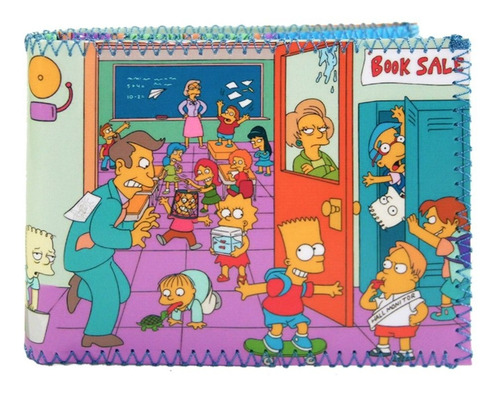 Simpsons Billetera Escuela Springfield Con Tarjetero