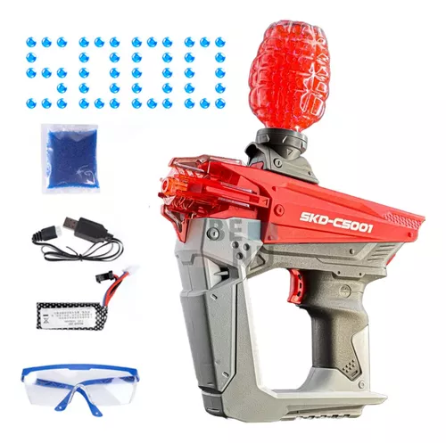 Kit com Duas Armas de Brinquedo Lançador de Bolinhas de Gel Blaster  Metralhadora com 20000 Munições (Azul e Vermelha) (Vermelho e Vermelho)