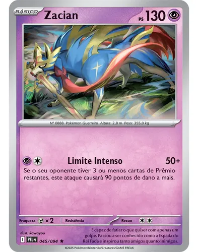 Carta Pokémon - Zacian 45/94 - Fogo Fantasmagórico - Copag