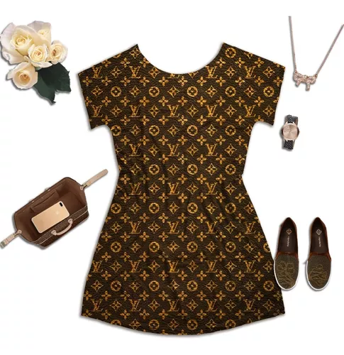 Vestido Dress Shirt Personalizado Estampa Louis Vuitton